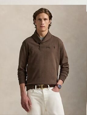 Polo by Ralph Lauren Brown Shawl-Collar Pullover Sweater New With Flaw